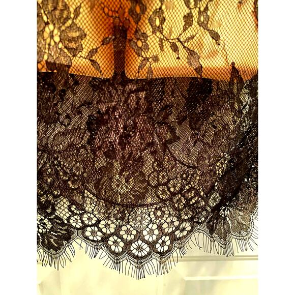 Slinky Black Floral Lacy Babydoll Lingerie with Eyelash Accents S/M - Picture 6 of 10